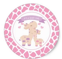 1 5inch sweet pink baby girl giraffe jungle baby shower classic round sticker