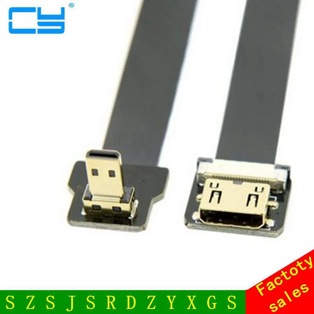 Поворотный плоский кабель 90 градусов FPV Micro HDMI совместимый штекер мини гнездо FPC