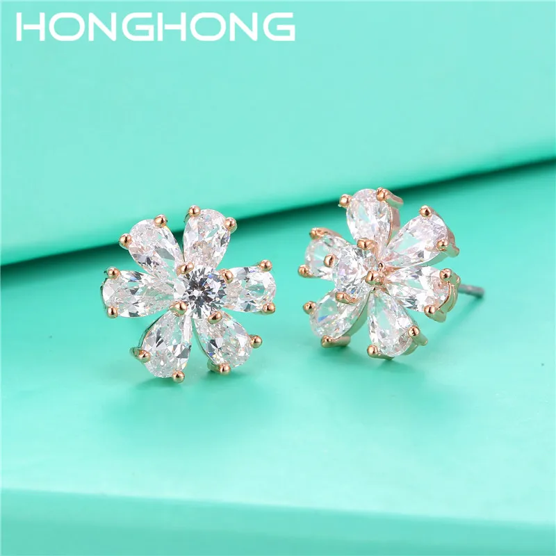 Простой и цветочным дизайном из серьги с цирконием кубической огранки пирсинг