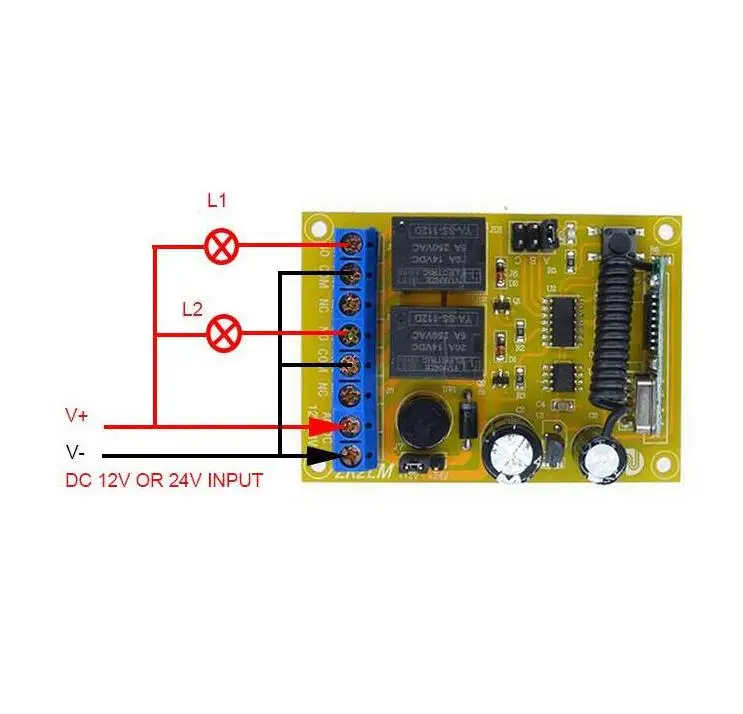 Горячая Распродажа 315/433MHZ DC 12V 24V 10A 2CH RF Wireless переключатель системы дистанционного