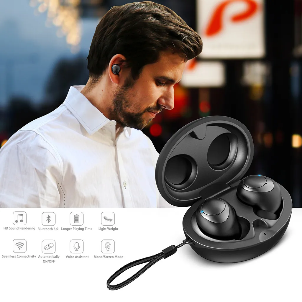 5 0 Беспроводная Bluetooth гарнитура миниатюрная Спортивная для Xiomi Huawei с зарядным