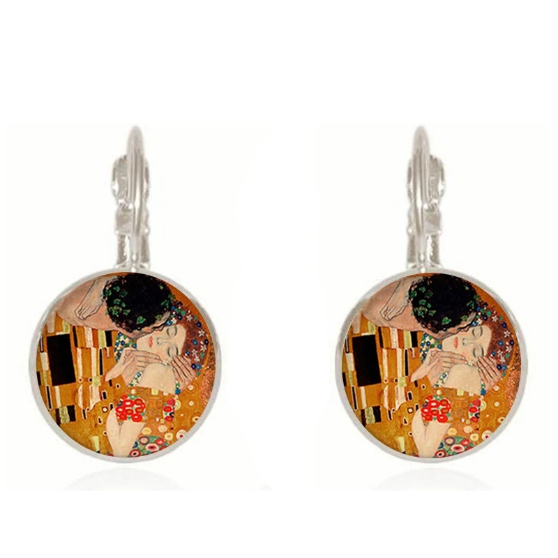 Классические серьги Gustav Klimt The Kiss ювелирные изделия винтажные 18 мм круглые