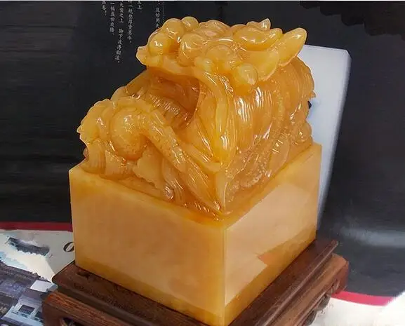 Очень большой натуральный рисовый топаз Longpan Dragon jade seal гостиная офисное