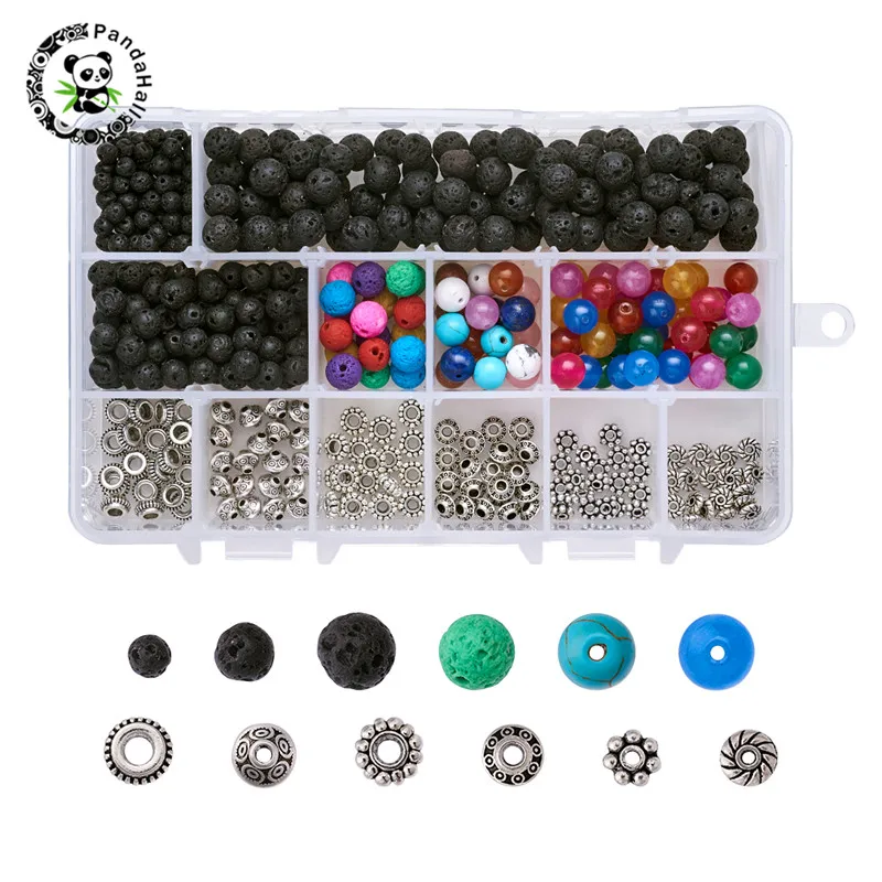

pandahall 15pcs Natural/Synthetic Gemstone Beads and Alloy Beads Spacers for DIY Jewelry Findings Mixed Shapes Mixed Color