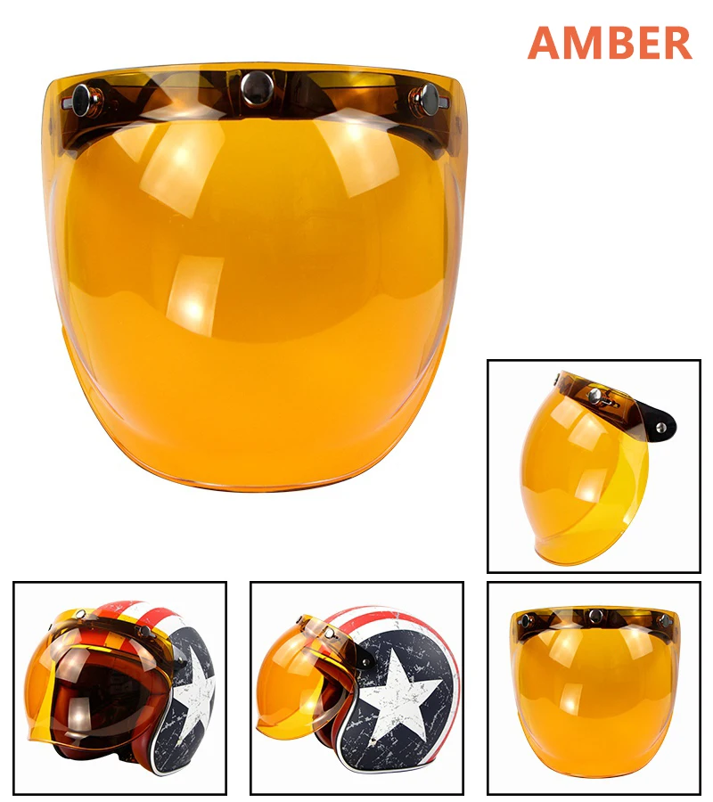 Мотоциклетный флип-пузырьковый козырек для открытого лица шлем Moto щит Ретро