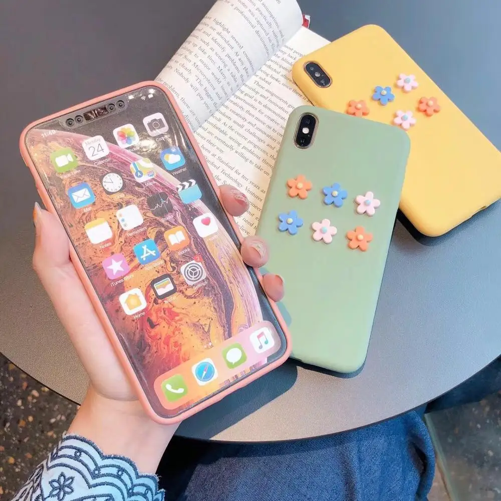Casyva Candy color 3D flowers Phone Case For iPhoneX XS MAX XR 6 6S 7 8 PLUS Colorful TPU Soft |