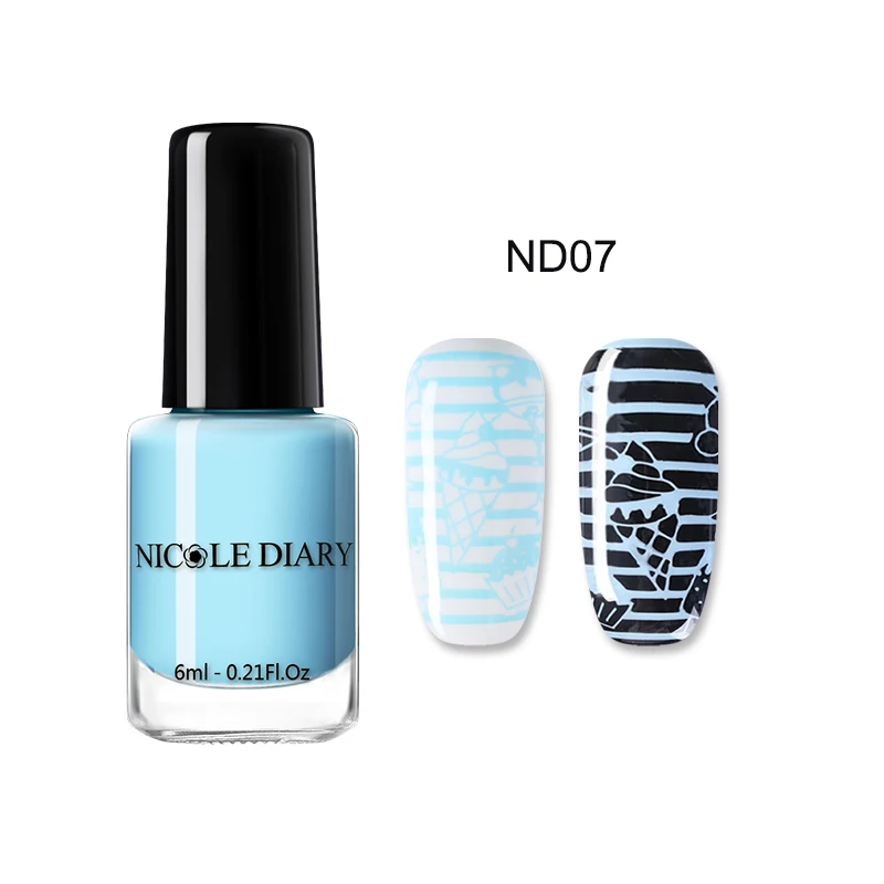 6ml ND07 NICOLE DIARY 2 в 1 штамповочный лак для ногтей, штамп для дизайна ногтей, лак для маникюра, печать ногтей, лак для рукоделия, штамповка - Цвет: 6ml ND07
