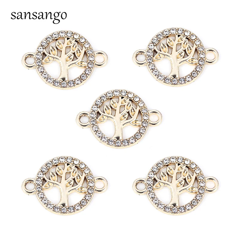 

10pcs Gold Color White Crystal Life Tree Jewelry Charms Connector Accessories For Women Handmade DIY Making Necklace Bracelet