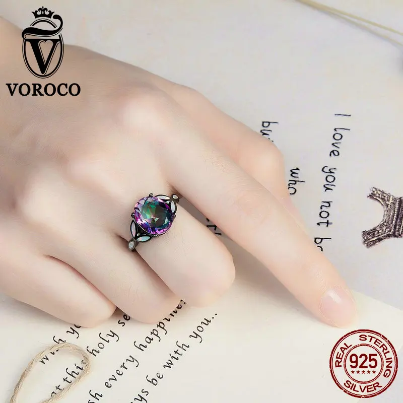 VOROCO Классические Аутентичные 100% Стерлинговое Серебро 925 пробы красочное стекло и