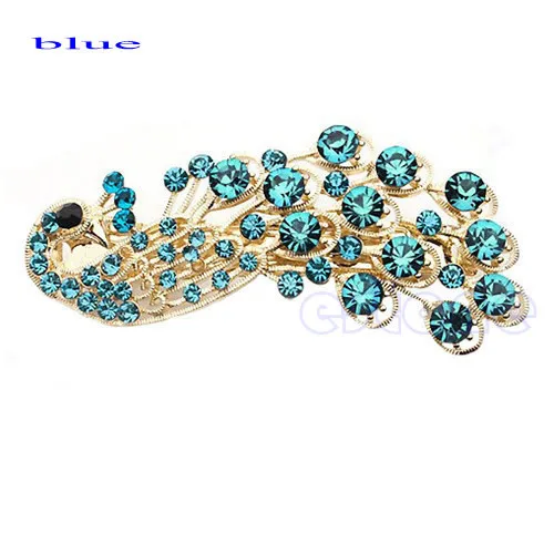 Шпилька для волос в стиле ретро с кристаллами виде павлина|hair clip|rhinestone girlh clip |