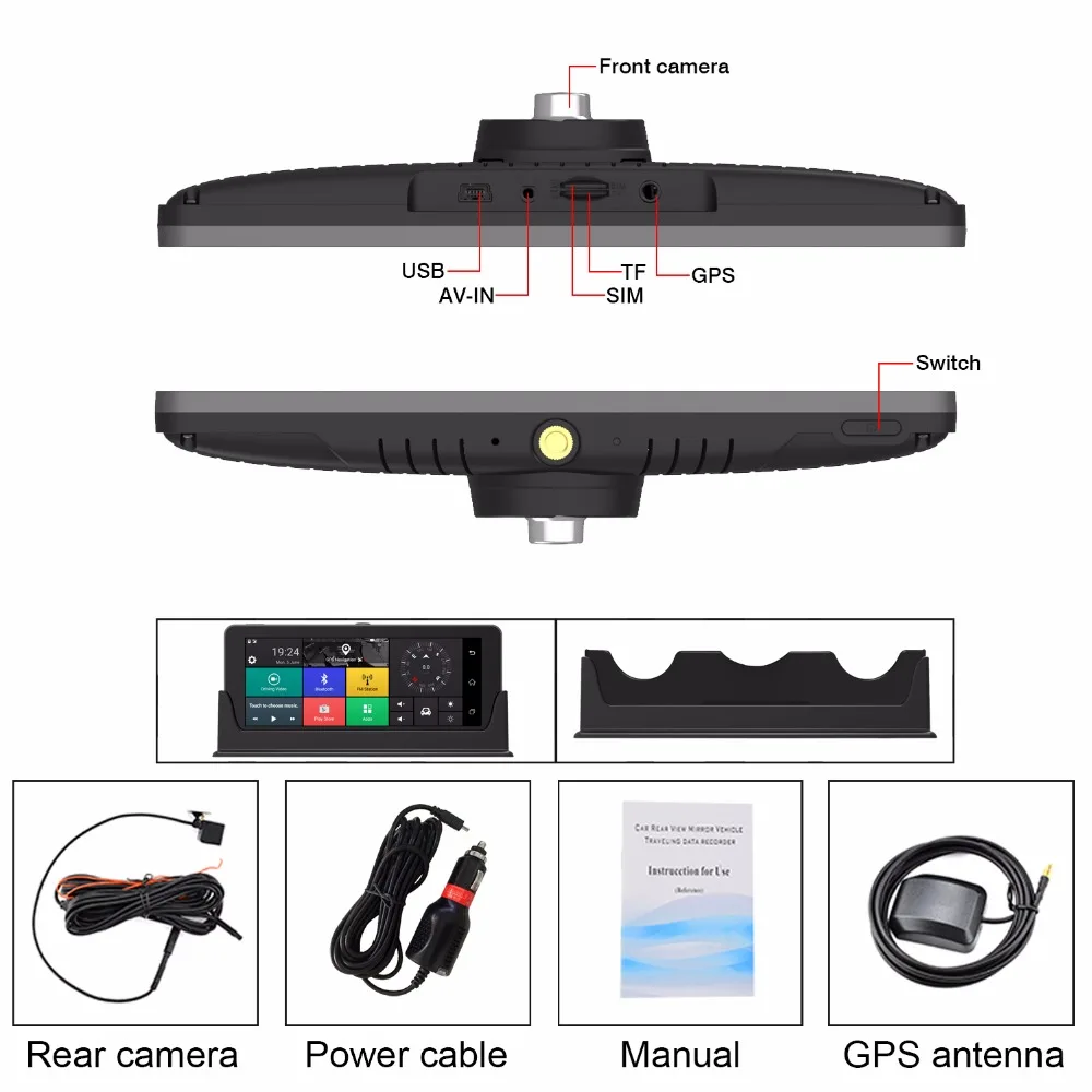 Dealcoo Car Camera Video Recorder ADAS DVR WIFI Dashcam Auto Registrar with Two Cameras HD 4G Android GPS registrar | Автомобили и