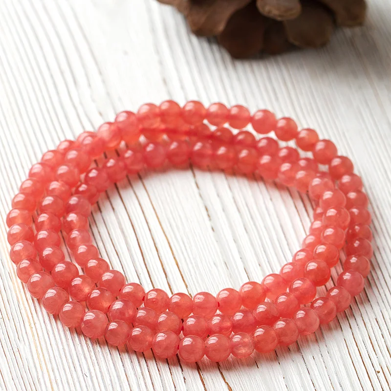 Новинка 2018 натуральный ледяной Родохрозит драгоценный камень три круга браслет