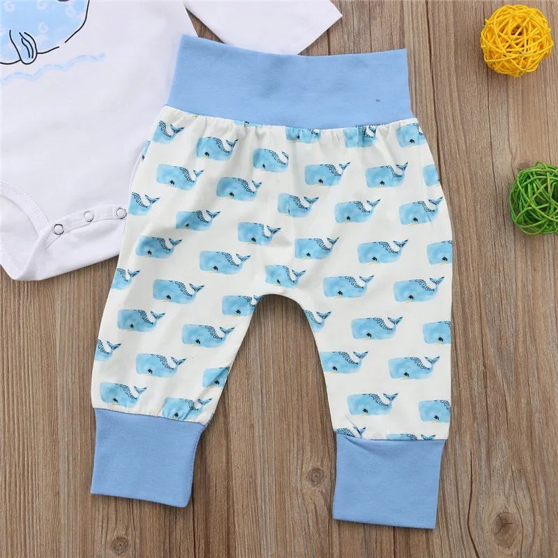 Newborn Baby Boy Girl Clothes Set Autumn Long Sleeve T-shirt Top Whale Print Bodysuits Pants Boys Girls Clothing Outfits 2PCs |