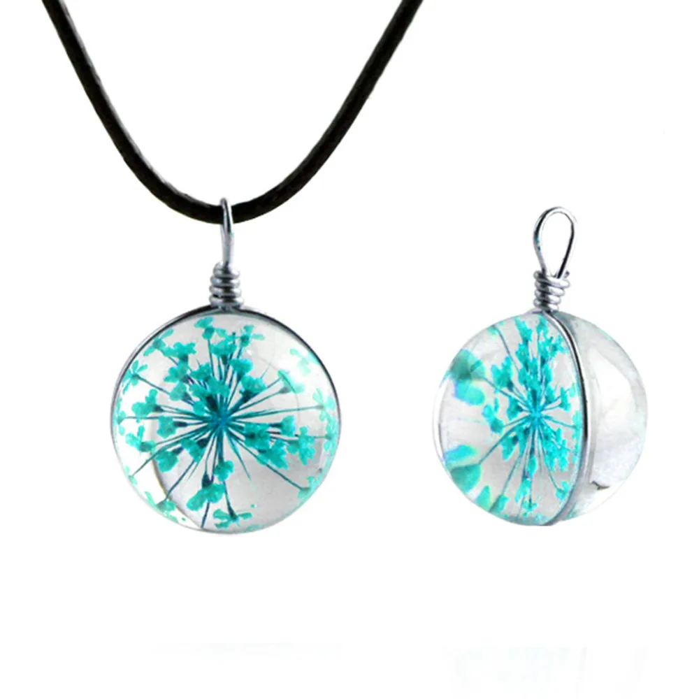 Hot Sale 1Pcs/lot Crystal glass Ball Clover Pendant Necklace Long Strip Leather Chain Rope Women Lucky Wish Jewelry | Украшения и