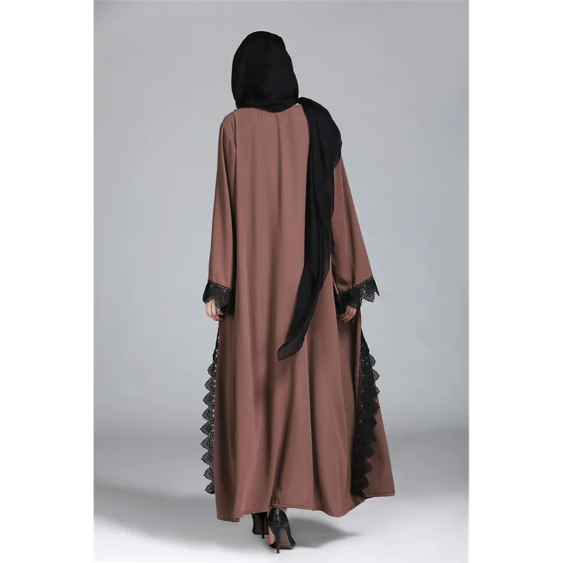 HANZANGL мусульманское платье для женщин Дубай абайя коричневый халат с длинным