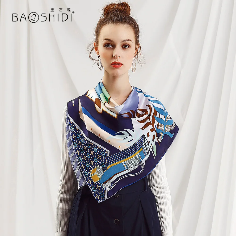 Шарф BAOSHIDI из шелка 100% женский платок разноцветные шелковые шарфы в индийском