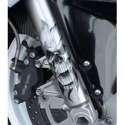 2XFront Fork Skull Decals adatto per Harley Davidson Sportster Softail Dyna Electra Glide per Honda Victory