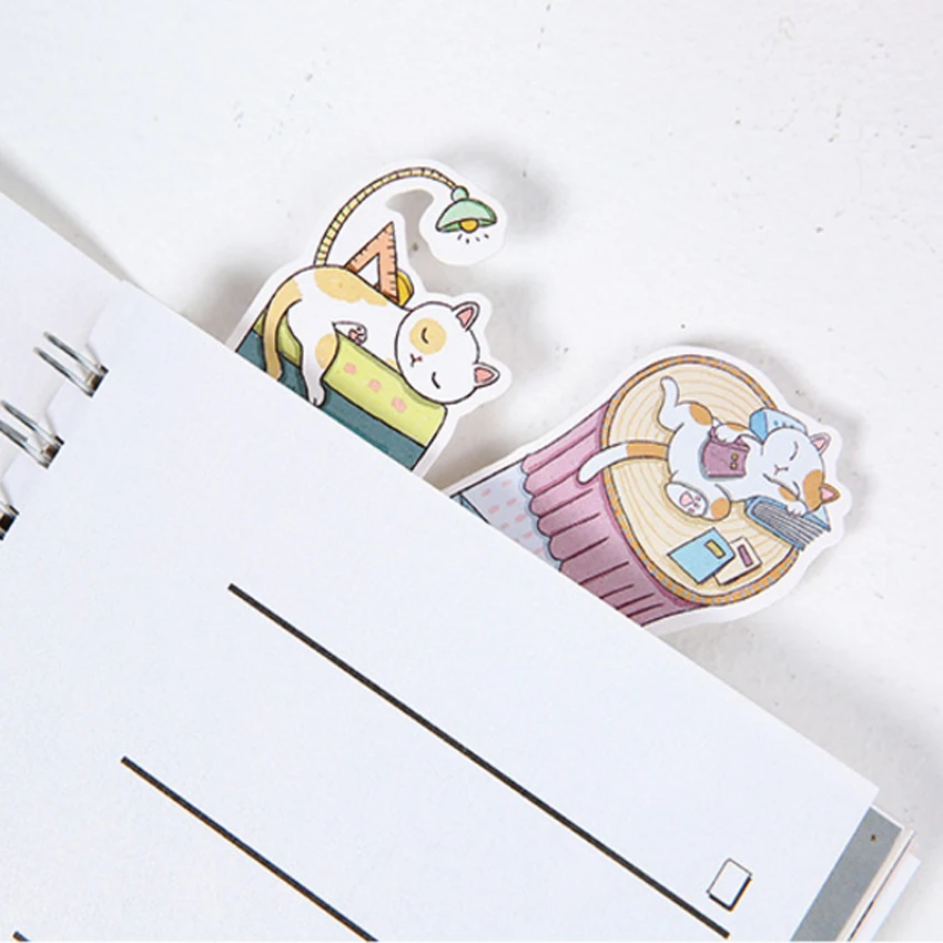 30 шт./коркор. Kawaii кошка для чтения животное бумажная Закладка открытка сообщений