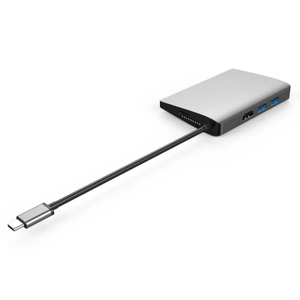 Zomy aluminum HUB multiport USB-C 3.1 to USB 3.0+SD/TF+RJ45+PD docking station HDMI Gigabit Ethernet Adapter for windows laptop |