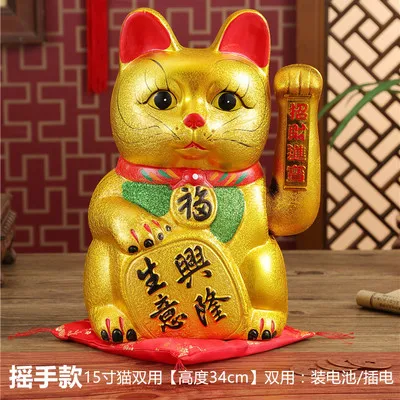 Горячая Распродажа, новинка, подарок на удачу для кошки, открывающийся подарок, рукопожатие, керамическая удача, кошачий магазин, золотой, большой, для дома, креативный