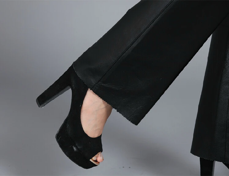 Женские Модные Костюмные брюки из натуральной овечьей кожи большого размера