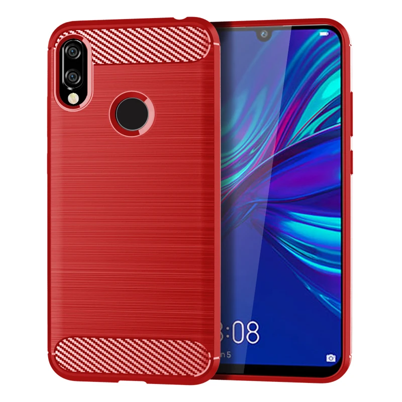 Красный Для huawei Y6 чехол, мягкий силиконовый матовый чехол из углеродного волокна для huawei Y6 Pro Prime, прочный защитный чехол для телефона s - Цвет: Красный