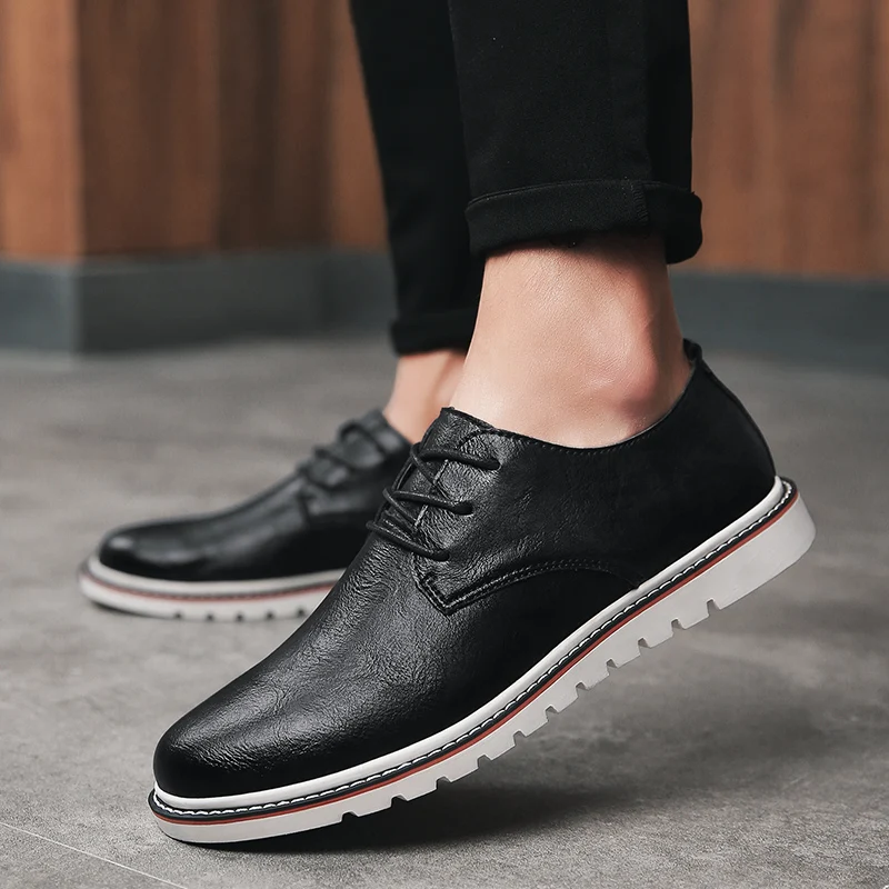 Youth Trending Business Formal Man Shoes Spring Autumn Lace Up Round Toe Solid Color Mens Luxury Party Footwear Men | Обувь