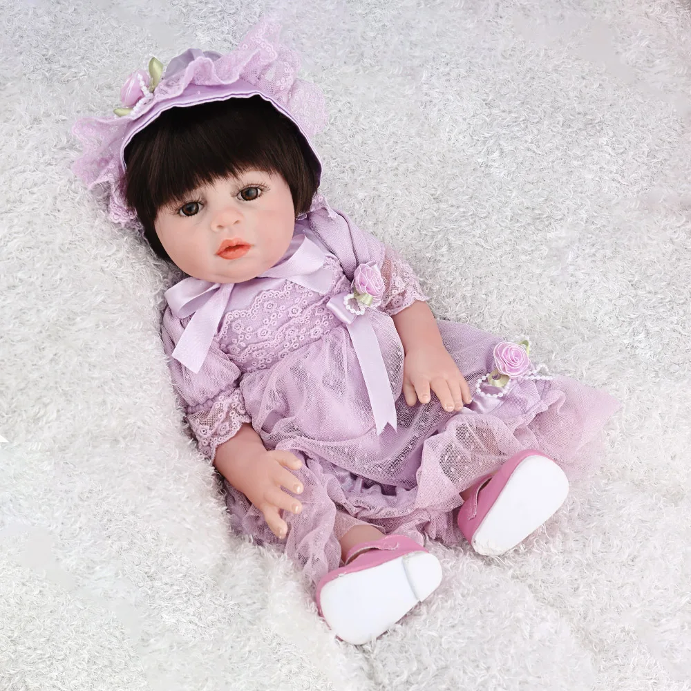Reborn Baby Doll игрушки для девочек 47 см полностью виниловые реалистичные фиолетовые