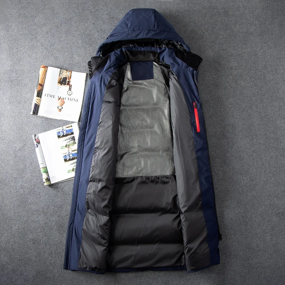 Мужской пуховик на 90% белом утином пуху повседневный уплотненный теплый с