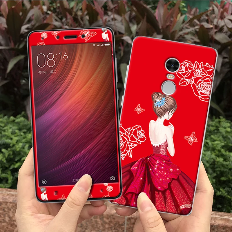 Чехол для экрана для Xiaomi Redmi 4x Note4 A1 Mi6 Note3 Передняя пластина из закаленного стекла и Вернуться ТПУ цветной Чехол-обложка с рисунком