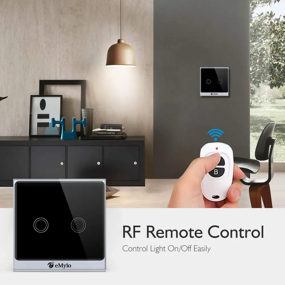 EMylo умный настенный выключатель света WiFi RF сенсорный контроль 220 В 2Ch таймер