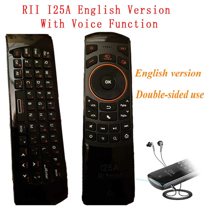 Rii I25A I25 2,4G Беспроводная русская английская мини клавиатура Air mouse IR удлинитель обучающий пульт дистанционного управления для Android Smart tv IP tv - Цвет: RII I25A English