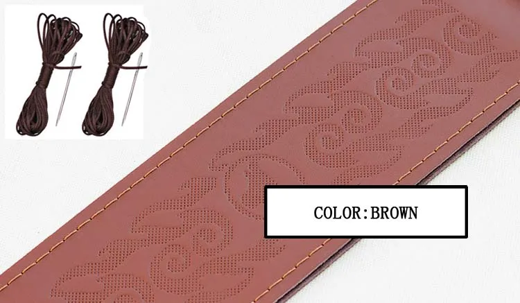 45CM BROWN Кожаная оплетка на руль чехол рулевого колеса автомобиля с иглы и нитки искусственная кожа, Диаметр 42/45/47/50 см шины для грузовиков - Название цвета: 45CM BROWN