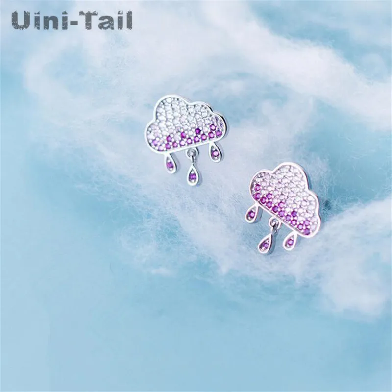 Серьги Uini Tail из стерлингового серебра 925 пробы в виде розовых облаков и капель