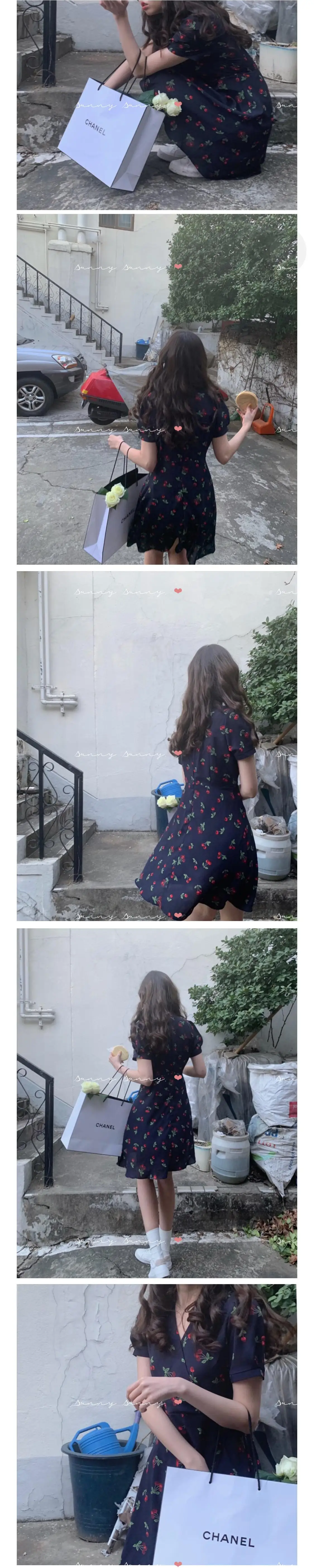 Новое S-XL весеннее платье с принтом для девочек повседневные женские платья с коротким рукавом синего и розового цвета robe Femme Vestido