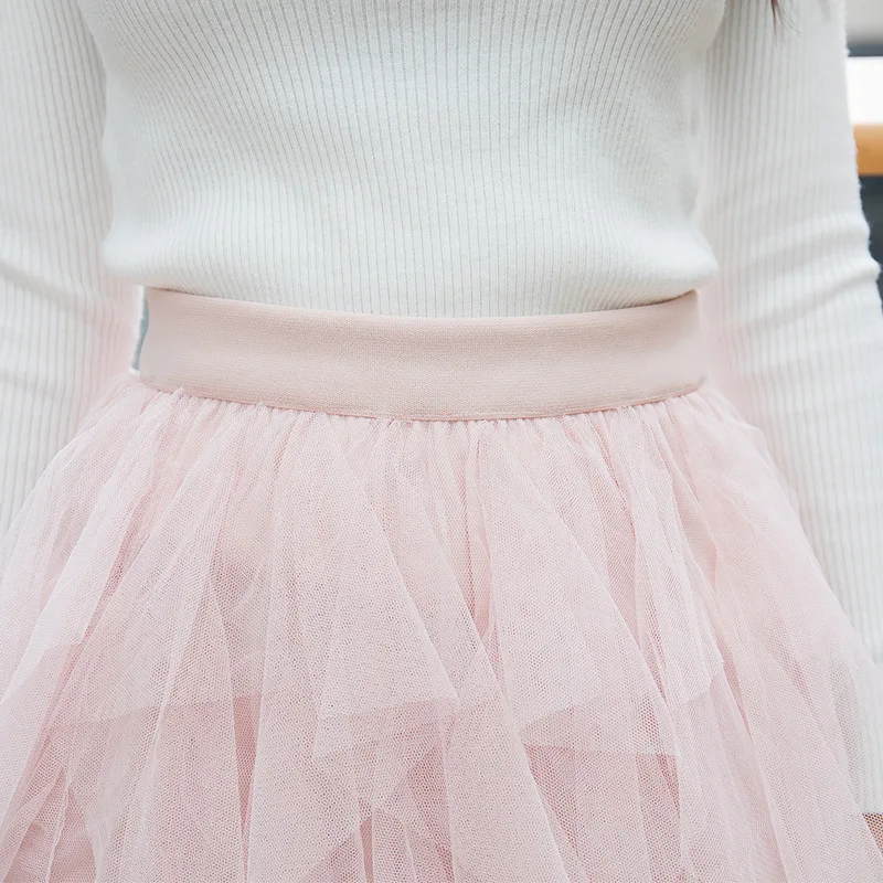 Юбка-пачка с высокой талией фатиновая юбка сетчатая Jupe вечерние кружевные юбки