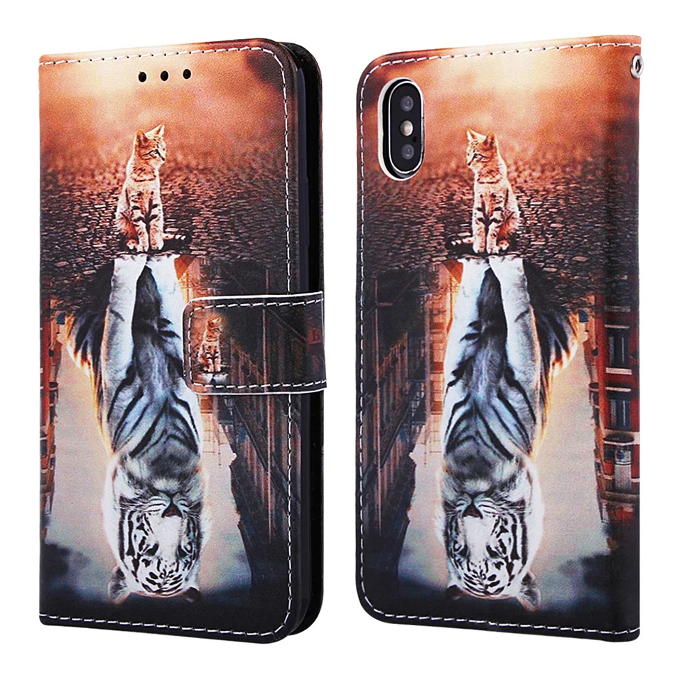 Чехол для iPhone 11 Pro Max Caps С Рисунком Тигра и панды, флип-чехол со слотом для карт, чехол для iPhone XR X XS 6 6S 7 8 Plus 8 Plus, чехол Fundas