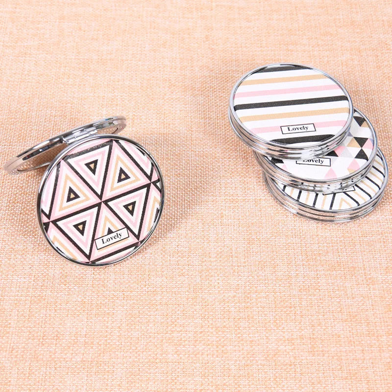 CN-RUBR геометрический узор маленькие круглые зеркала искусственной кожи складной