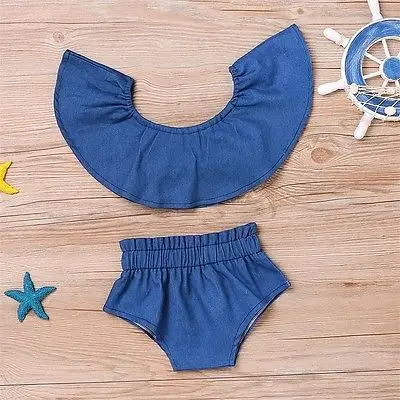 2 шт. для новорожденных маленьких девочек пляжная одежда с открытыми плечами топы