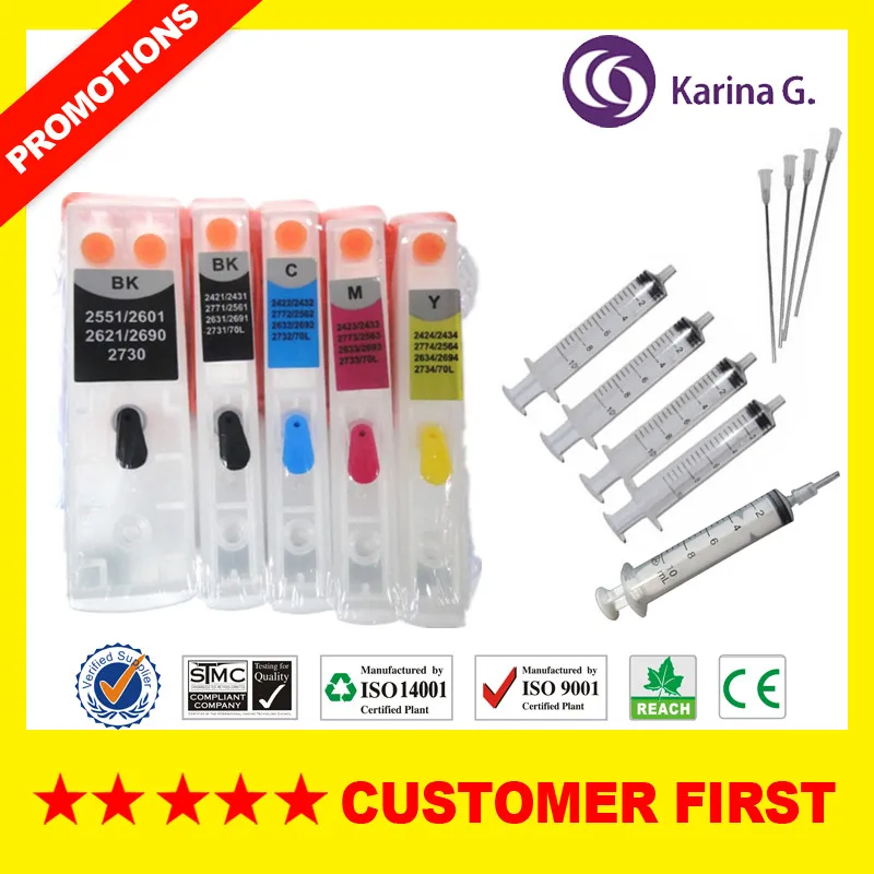 Многоразовый картридж для EPSON 1 комплект 5 цветов пустой T2601 T2611 T2621 XP 600 605 с |color