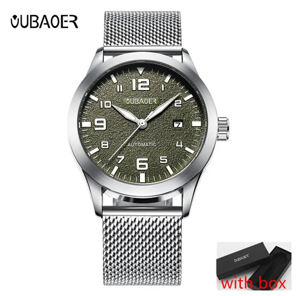 Green Silver BOX Мужские часы от ведущего бренда, Роскошные автоматические часы, мужские водонепроницаемые спортивные часы с датой, стальные Мужские механические наручные часы, мужские часы - Цвет: Green Silver BOX
