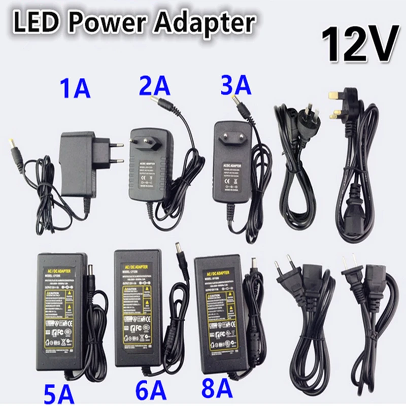 Универсальный адаптер питания 12 в пост. Тока со светодиодным индикатором