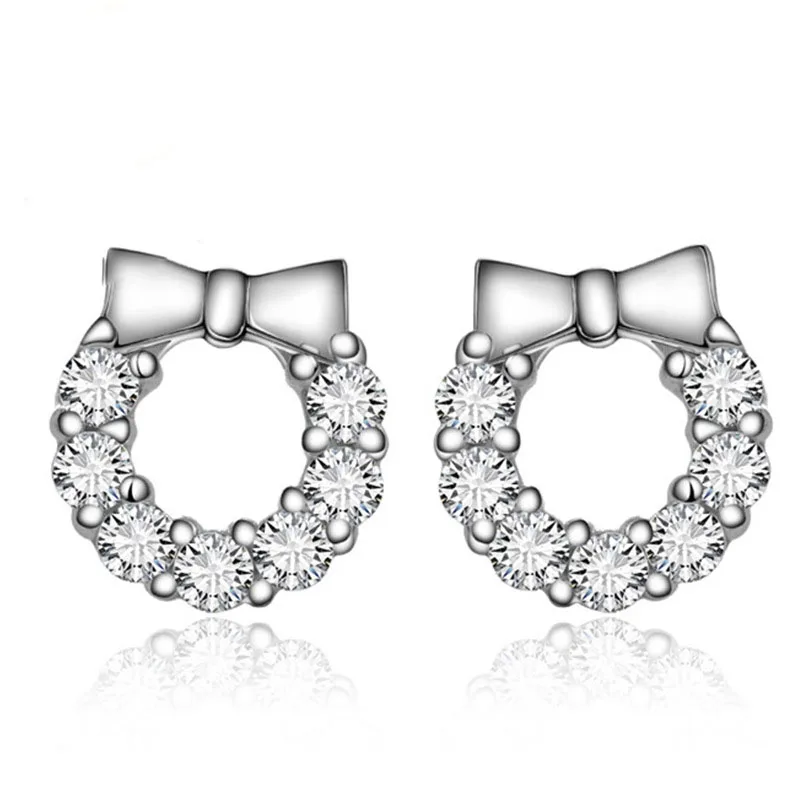 Серьги женские из серебра 925 пробы с круглым бантом | Украшения и аксессуары