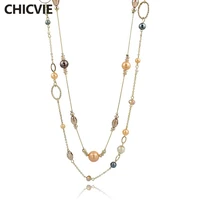 chicvie long natural stone beads necklacespendants for women statement ethnic jewelry vintage accessories necklace sne140255