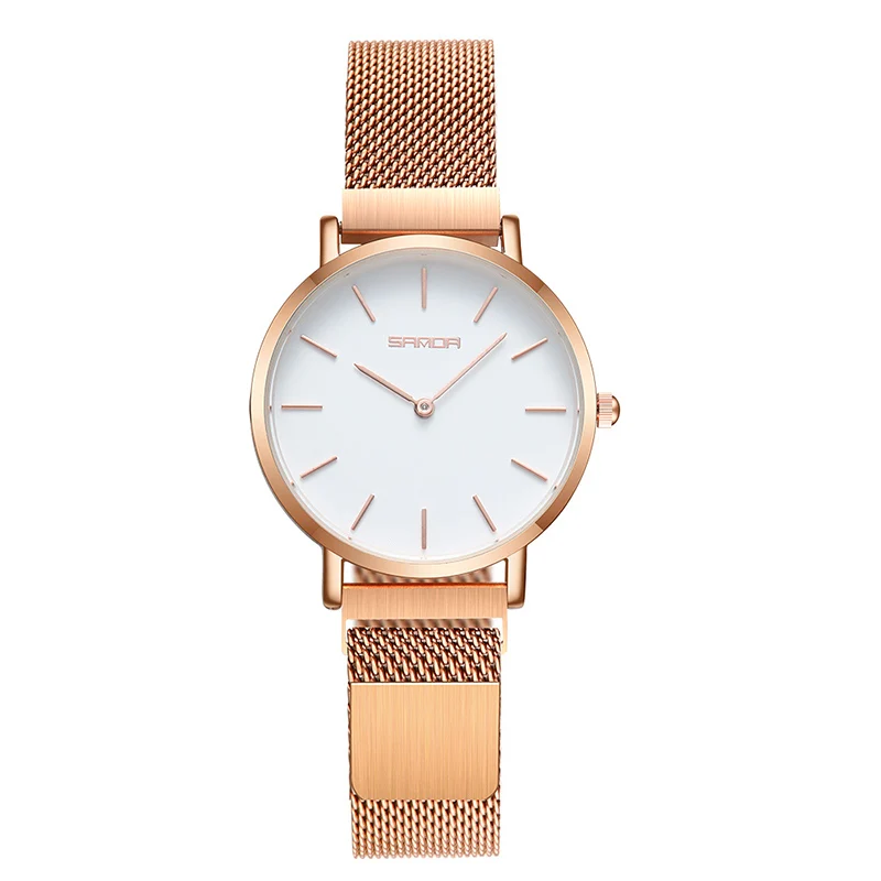 rose gold white SANDA новые модные роскошные женские часы Миланский ремешок с магнитной пряжкой водонепроницаемые кварцевые наручные часы для женщин часы reloj mujer - Цвет: rose gold white