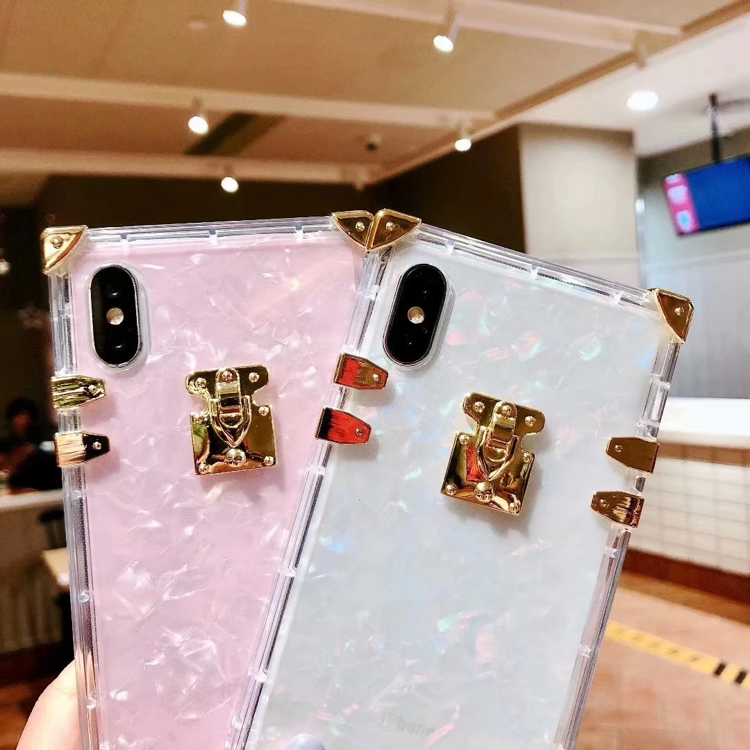 Модный квадратный прозрачный ТПУ чехол для iPhone 11Pro X XS MAX XR роскошный блестящий металлический розовый чехол-накладка для iPhone 6S 7 8 Plus