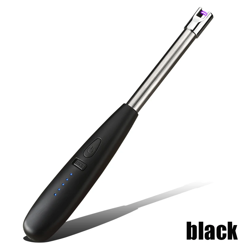 Black USB зарядка Зажигалка Ветрозащитная плазменная Зажигалка электронная Кухня барбекю сигарета курительная электрическая зажигалка 5 цветов оригинальная коробка - Цвет: Black