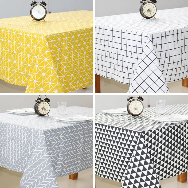 

Nordic Cotton Linen Tablecloth Black White Modern Plaid Tablecloth Table Clothes Cloths Cover Waterproof Cloth Tablecloths