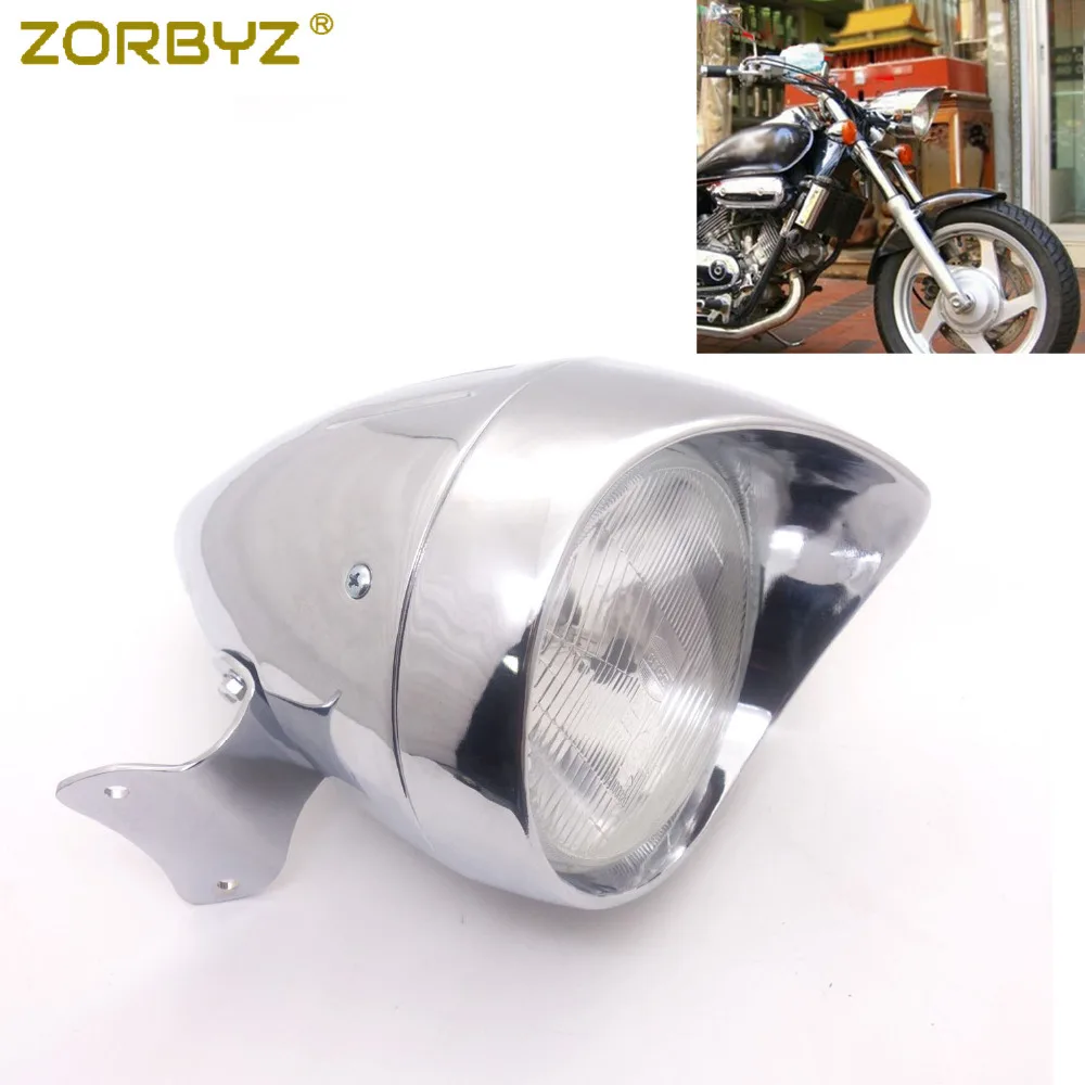 Черная/хромированная металлическая фара ZORBYZ для мотоцикла Honda Magna 750 Shadow 600 1100 VT750