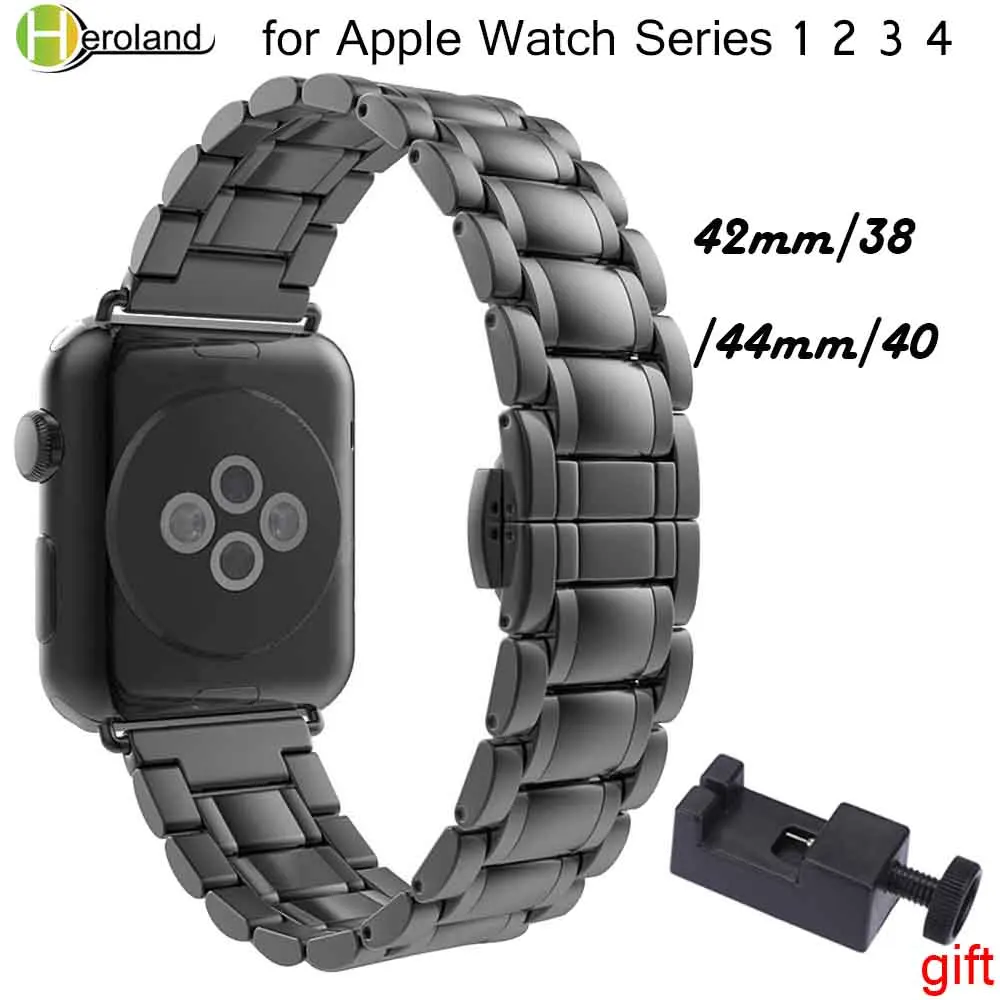Ремешок из нержавеющей стали для apple watch band роскошный браслет iWatch 4/3/2/1 42 мм/38 мм/44